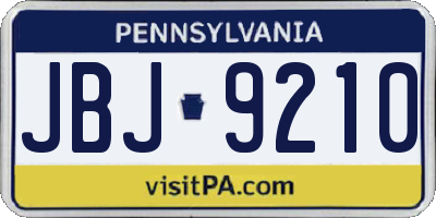 PA license plate JBJ9210