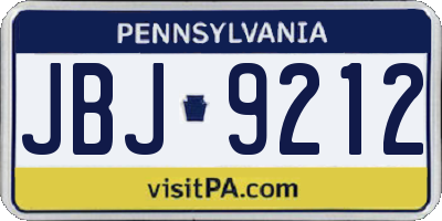 PA license plate JBJ9212