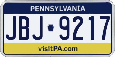 PA license plate JBJ9217