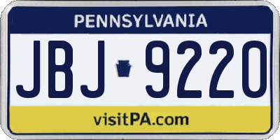 PA license plate JBJ9220