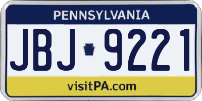 PA license plate JBJ9221