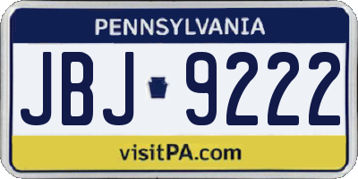 PA license plate JBJ9222