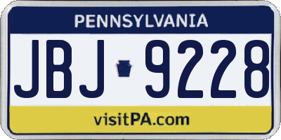 PA license plate JBJ9228