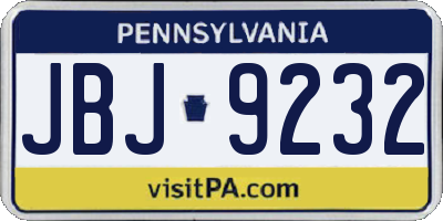 PA license plate JBJ9232