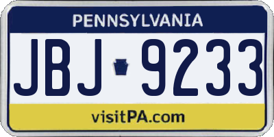 PA license plate JBJ9233