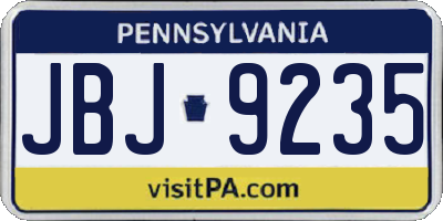 PA license plate JBJ9235