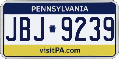 PA license plate JBJ9239