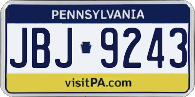 PA license plate JBJ9243