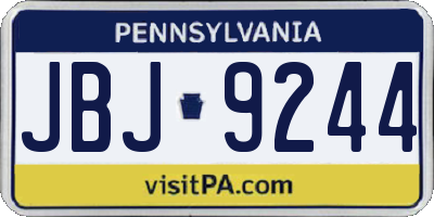 PA license plate JBJ9244
