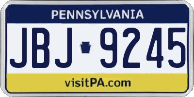 PA license plate JBJ9245