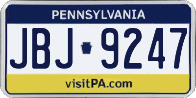 PA license plate JBJ9247