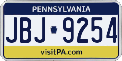 PA license plate JBJ9254