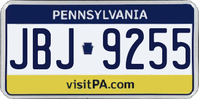 PA license plate JBJ9255