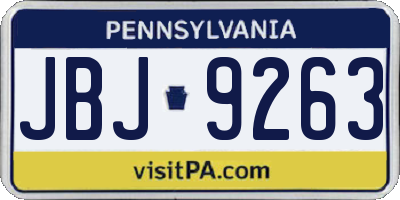 PA license plate JBJ9263