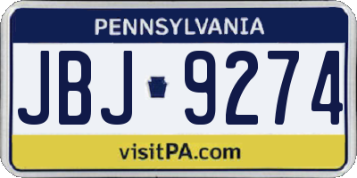 PA license plate JBJ9274