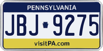 PA license plate JBJ9275