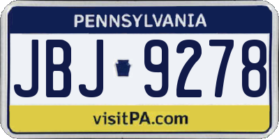 PA license plate JBJ9278