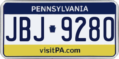 PA license plate JBJ9280