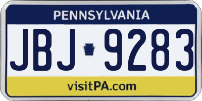 PA license plate JBJ9283