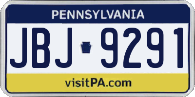 PA license plate JBJ9291