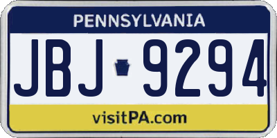 PA license plate JBJ9294
