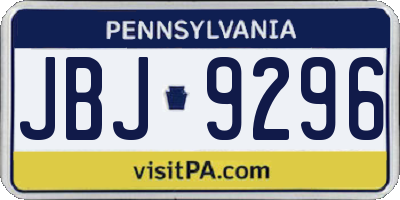 PA license plate JBJ9296