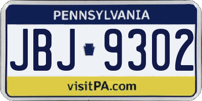 PA license plate JBJ9302