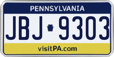 PA license plate JBJ9303