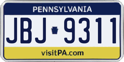 PA license plate JBJ9311