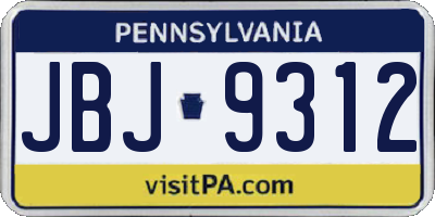 PA license plate JBJ9312