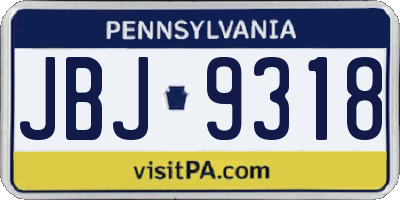 PA license plate JBJ9318
