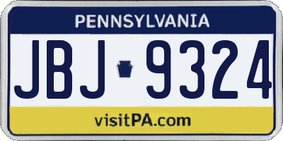 PA license plate JBJ9324
