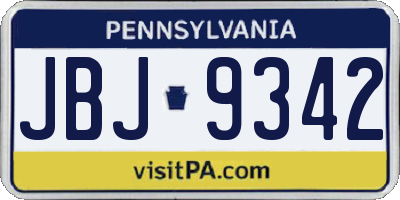 PA license plate JBJ9342