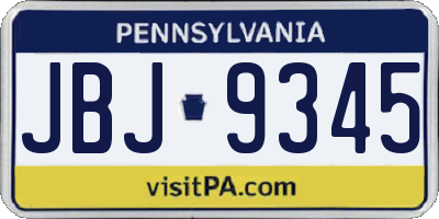 PA license plate JBJ9345