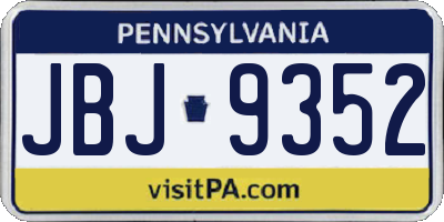 PA license plate JBJ9352