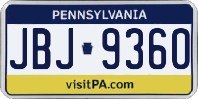 PA license plate JBJ9360