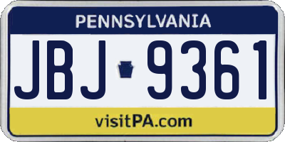 PA license plate JBJ9361