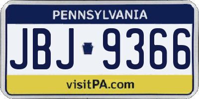 PA license plate JBJ9366