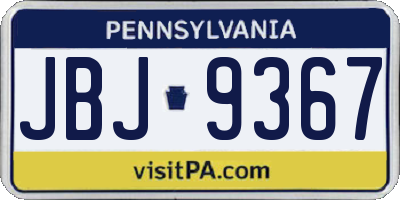 PA license plate JBJ9367