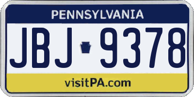 PA license plate JBJ9378