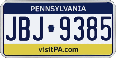 PA license plate JBJ9385