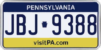 PA license plate JBJ9388