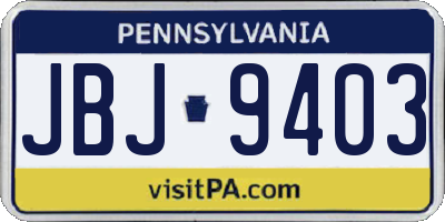PA license plate JBJ9403