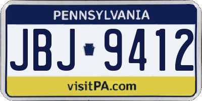 PA license plate JBJ9412