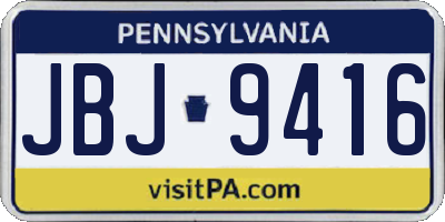 PA license plate JBJ9416