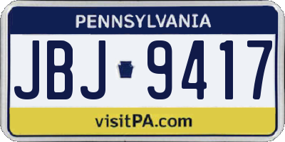PA license plate JBJ9417