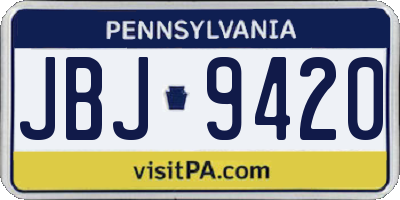 PA license plate JBJ9420