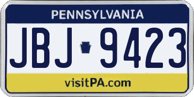 PA license plate JBJ9423