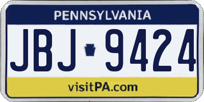 PA license plate JBJ9424
