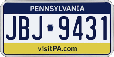 PA license plate JBJ9431